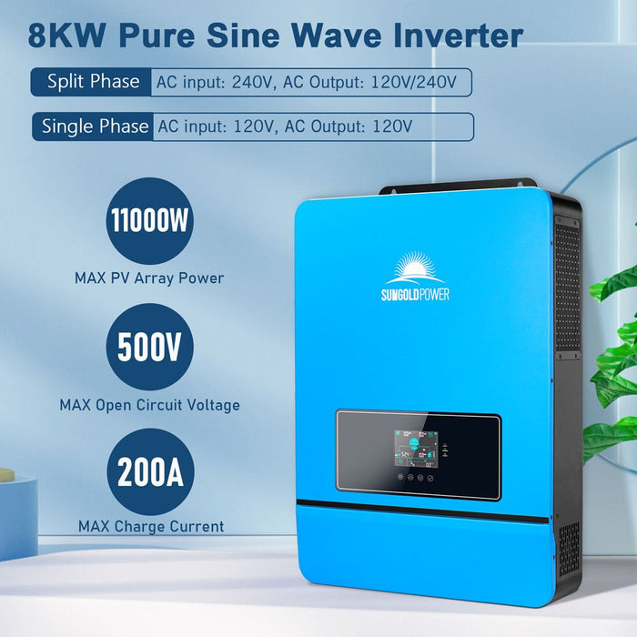 SunGold Power OFF GRID SOLAR KIT 16KW 48VDC 120V/240V LIFEPO4 25.6KWH LITHIUM BATTERY 32 X 415 WATTS SOLAR PANELS SGR-16K25E