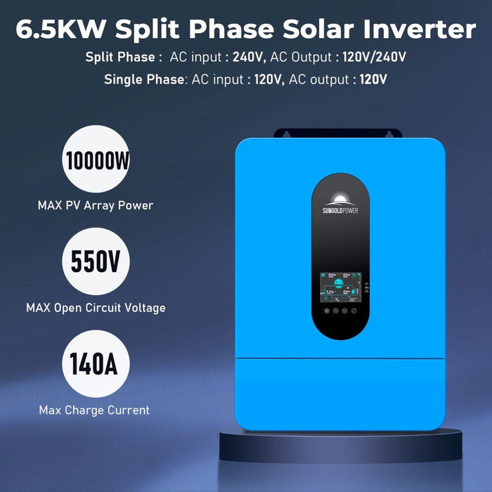 SunGold Power Off-Grid Solar Kit 13000W 48VDC 120V/240V LifePo4 20.48KWH Lithium Battery 14 X 415 Watts Solar Panels SGR-13KM