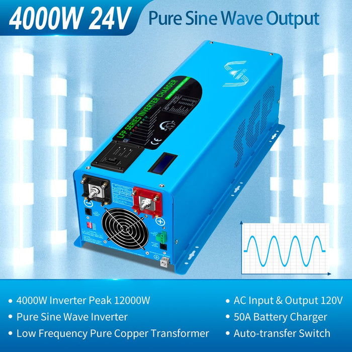 SunGold Power 4000W DC 24V Pure Sine Wave Inverter With Charger