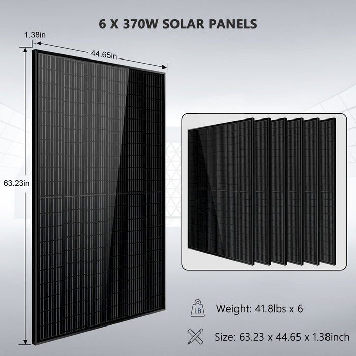 SunGold Power Off-Grid Solar Kit 5000W 48VDC 120V 10.24KWH PowerWall Lithium Battery 6 X 370 Watts Solar Panels SGM-5K10M