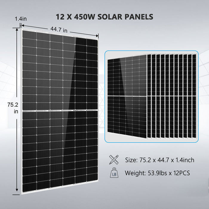 SunGold Power Complete off Grid Solar Kit 8000W 48V 120V/240V output 10.24KWH Lithium Battery 5400 Watt Solar Panel SGK-8MAX