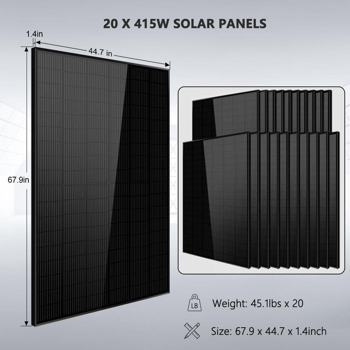 SunGold Power Complete Hybrid Solar Kit 10000W 48V 120V/240V output 20.48KWH Lithium Battery 8300 Watt Solar Panel