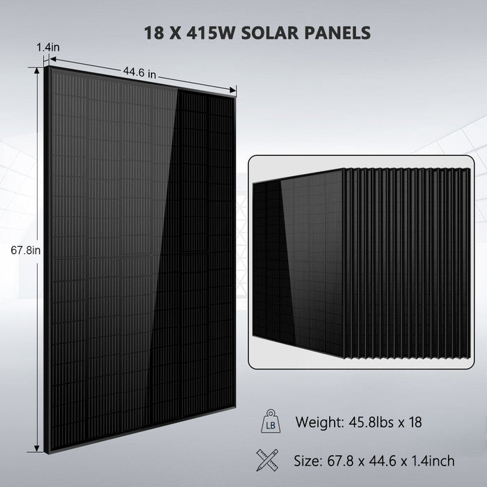 SunGold Power Off-Grid Solar Kit 18000W 48VDC 120V/240V LifePo4 20.48KWH Lithium Battery 18 X 415 Watts Solar Panels SGR-18K20E