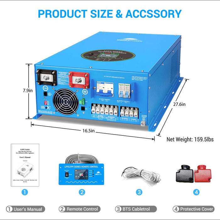 SunGold Power 12000W 48V Split Phase Pure Sine Wave Inverter Charger