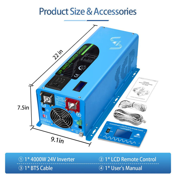 SunGold Power 4000W DC 24V Pure Sine Wave Inverter With Charger