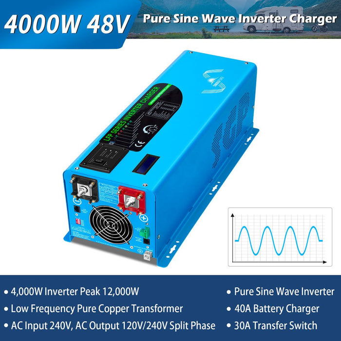 SunGold Power 4000W DC 48V Split Phase Pure Sine Wave Inverter With Charger UL1741 Standard