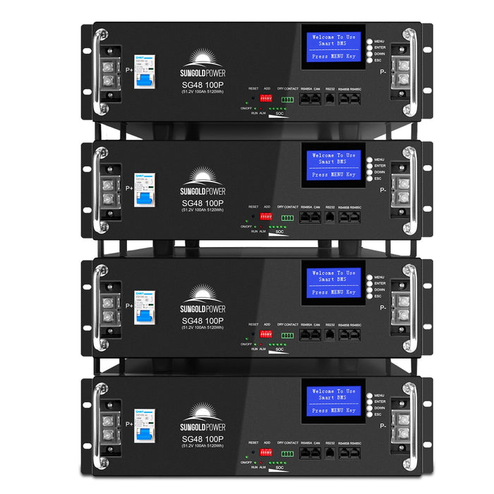 SunGold Power 4 X 48V 100AH Server Rack LiFePO4 Lithium  Battery SG48100P