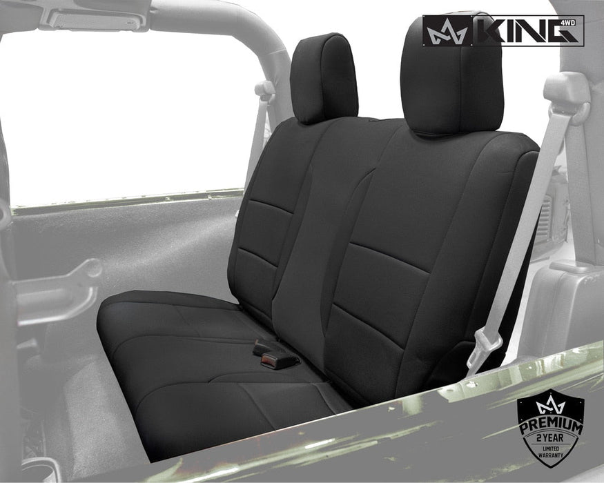 King 4WD Premium Neoprene Seat Covers, Black/Black Jeep Wrangler JK 2 Door 2008 - 2012