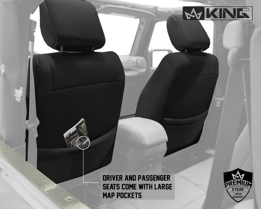 King 4WD Premium Neoprene Seat Covers, Black/Black Jeep Wrangler JK 2 Door 2008 - 2012