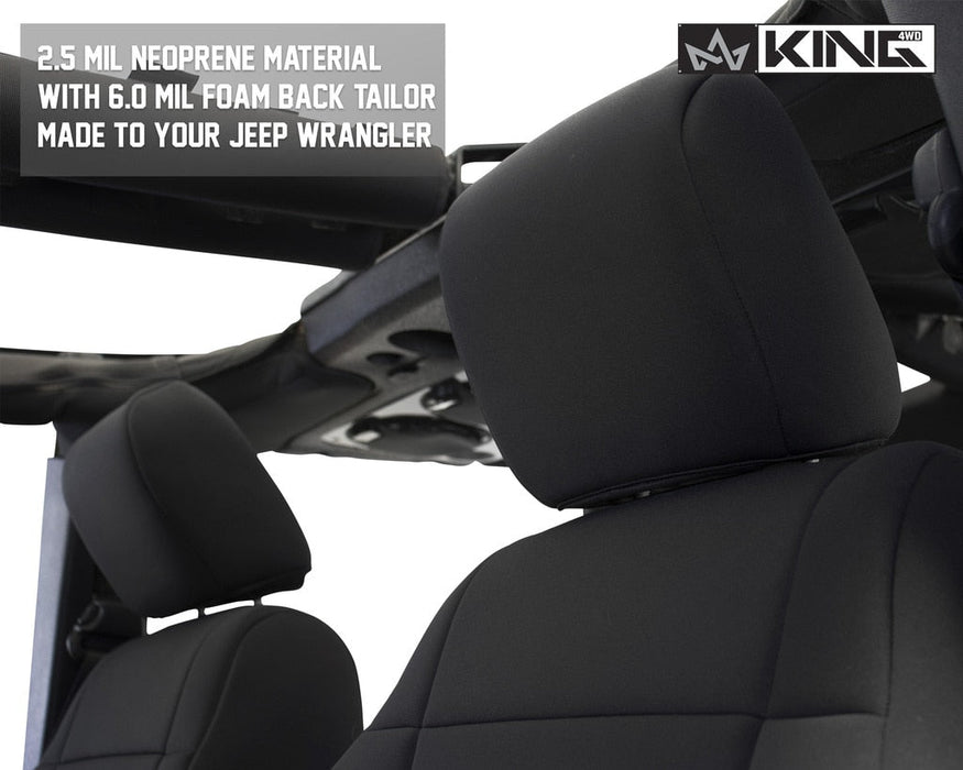 King 4WD Premium Neoprene Seat Covers, Black/Black Jeep Wrangler JK 2 Door 2008 - 2012