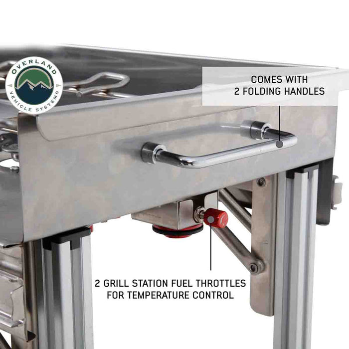 OVS Komodo Camp Kitchen - Dual Grill, Skillet, Folding Shelves, Rocket Tower - Stainless Steel