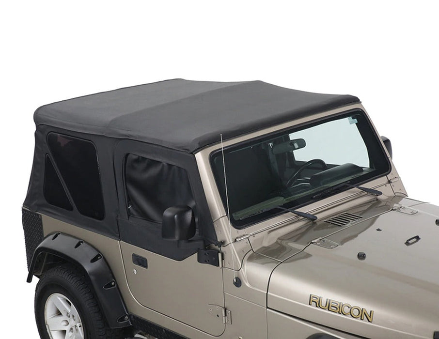 King 4WD Premium Replacement Soft Top With Front Doors, Black Diamond With Tinted Windows, Jeep Wrangler TJ 1997-2006