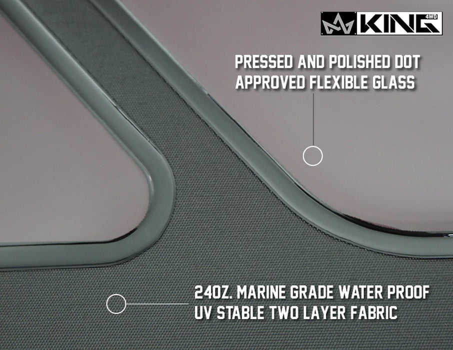 King 4WD Premium Replacement Soft Top Without Upper Doors, Black Diamond With Tinted Windows, Jeep Wrangler TJ 1997-2006