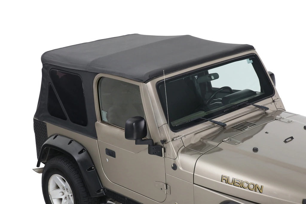 King 4WD Premium Replacement Soft Top Without Upper Doors, Black Diamond With Tinted Windows, Jeep Wrangler TJ 1997-2006