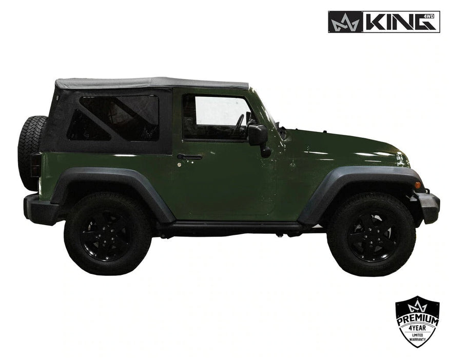 King 4WD Premium Replacement Soft Top, Black Diamond With Tinted Windows, Jeep Wrangler JK 2 Door 2007-2009