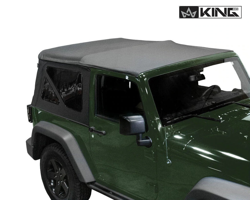 King 4WD Premium Replacement Soft Top, Black Diamond With Tinted Windows, Jeep Wrangler JK 2 Door 2007-2009