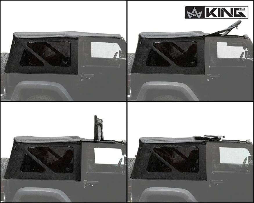 King 4WD Premium Replacement Soft Top, Black Diamond With Tinted Windows, Jeep Wrangler JK 2 Door 2010-2018