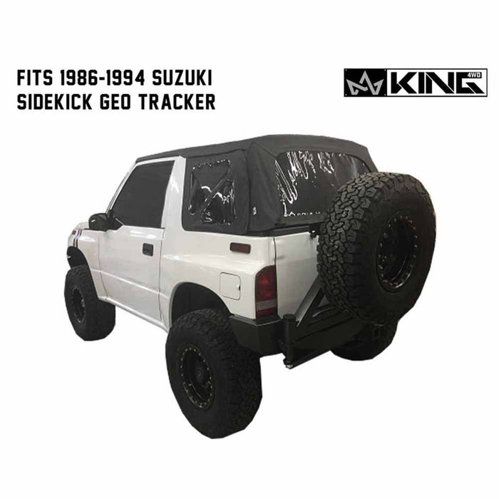 King 4WD Replacement Soft Top - Black Diamond With Tinted Windows for Suzuki Sidekick, GEO Tracker