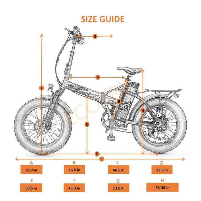 ECOTRIC BIKES 48V Fat Tire Portable and Folding Electric Bike with COLOR LCD Display