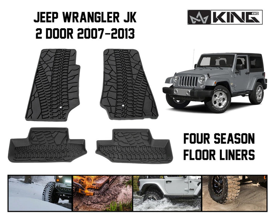 King 4WD Premium Four Season Floor Liners Front and Rear Jeep Wrangler JK 2 Door 2007-2013