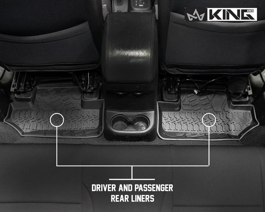 King 4WD Premium Four Season Floor Liners Front and Rear Jeep Wrangler JK 2 Door 2007-2013