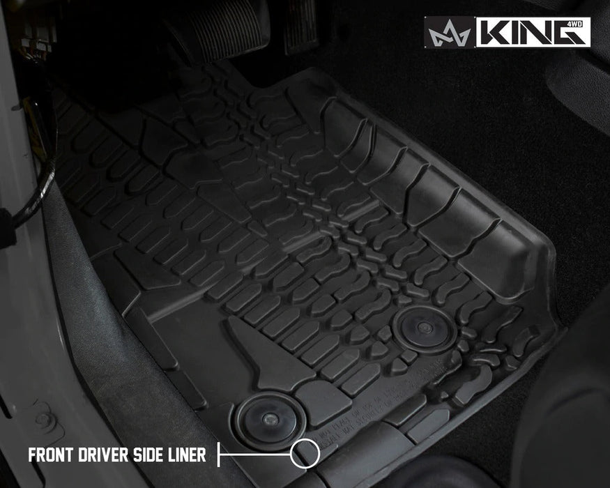 King 4WD Premium Four-Season Floor Liners Front and Rear Passenger Area Jeep Wrangler JK 2 Door 2014-2018