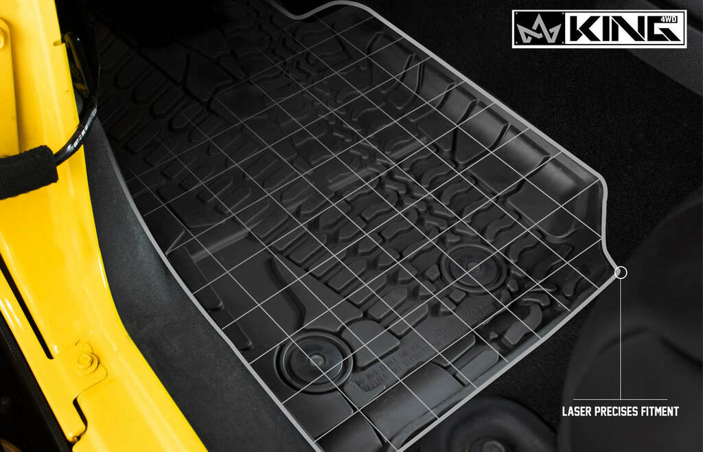 King 4WD Premium Four-Season Floor Liners Front and Rear Passenger Area Jeep Wrangler Unlimited JKU 4 Door 2014-2018