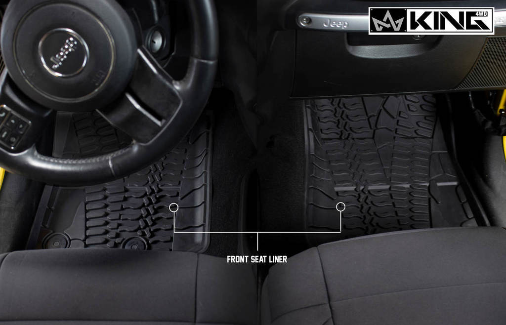 King 4WD Premium Four-Season Floor Liners Front and Rear Passenger Area Jeep Wrangler Unlimited JKU 4 Door 2014-2018