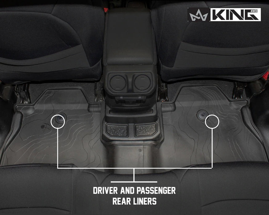 King 4WD Premium Four-Season Floor Liners Front and Rear Passenger Area Jeep Wrangler Unlimited JL 4 Door 2018-2019