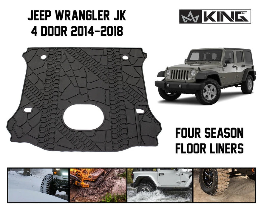 King 4WD Premium Four Season Cargo Liner With Sub Woofer Cut Out Jeep Wrangler Unlimited JK 4 Door 2015-2018