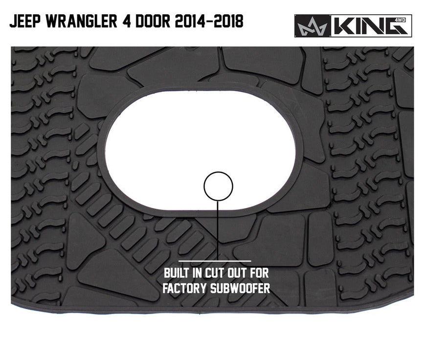 King 4WD Premium Four Season Cargo Liner With Sub Woofer Cut Out Jeep Wrangler Unlimited JK 4 Door 2015-2018