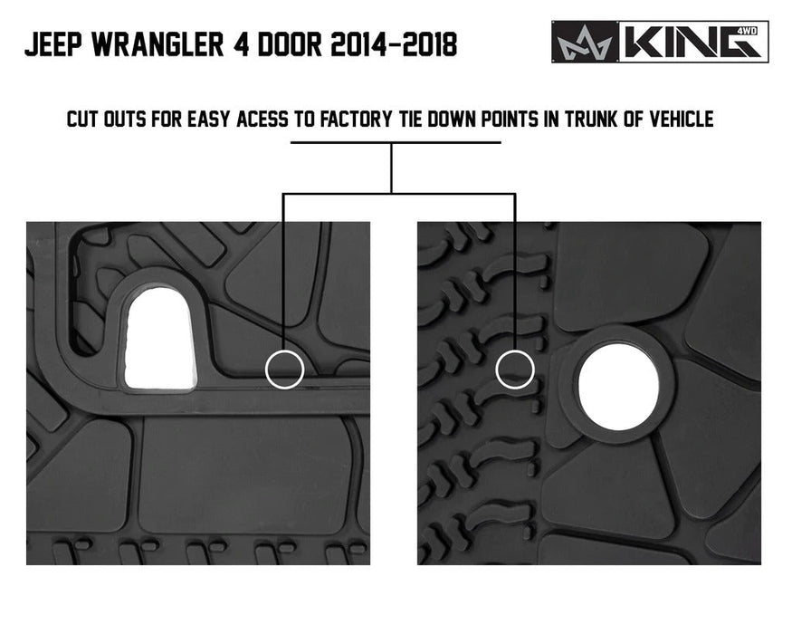 King 4WD Premium Four Season Cargo Liner With Sub Woofer Cut Out Jeep Wrangler Unlimited JK 4 Door 2015-2018