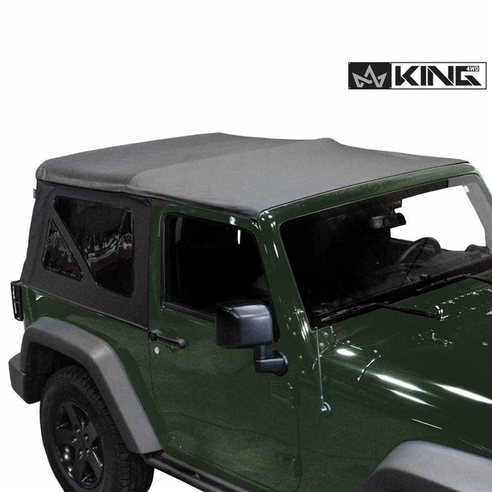 King 4WD Premium Replacement Soft Top, Black Diamond Tinted Windows - Jeep Wrangler JK 2 Door 2007-2009