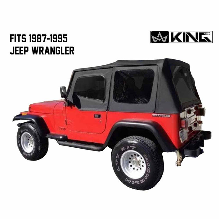 King 4WD Replacement Soft Top, Black Diamond for Jeep YJ 1987-1995