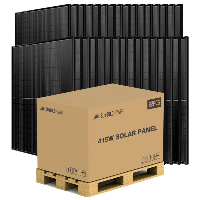 SunGold Power 415W MONO BLACK PERC SOLAR PANEL FULL PALLET (32 PANELS)