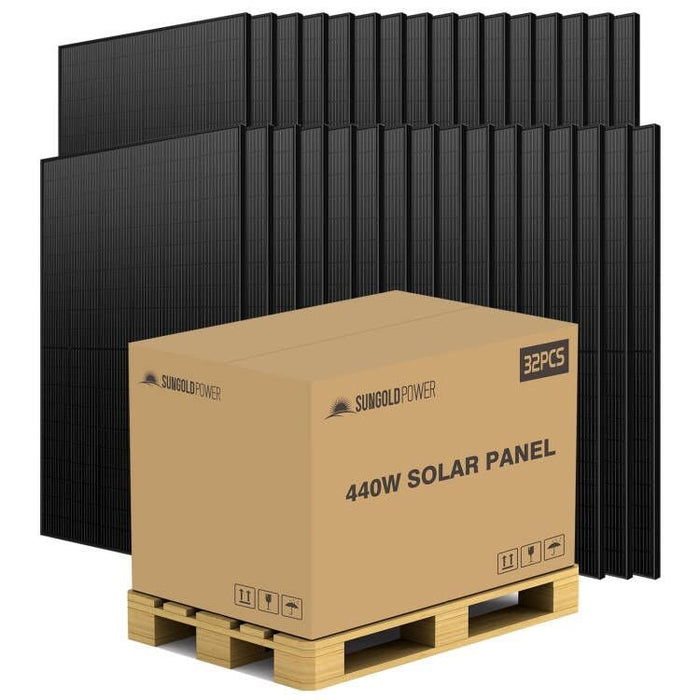 SunGold Power 440W MONO BLACK PERC SOLAR PANEL FULL PALLET (32 PANELS)