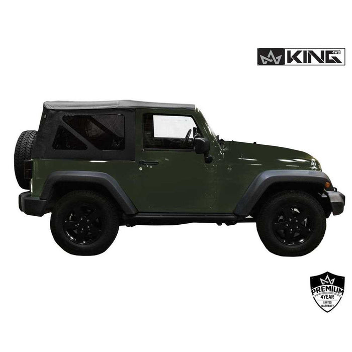 King 4WD Premium Replacement Soft Top, Black Diamond Tinted Windows - Jeep Wrangler JK 2 Door 2007-2009