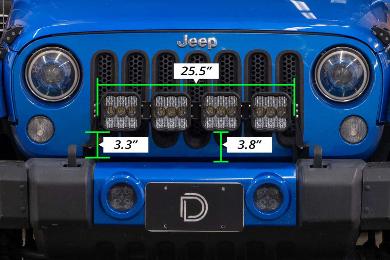 Diode Dynamics SS5 4-Pod Grille CrossLink Lightbar Kit For 2007-2018 Jeep JK Wrangler