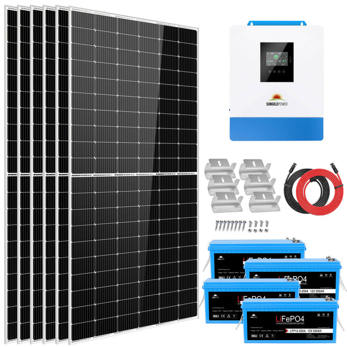 SunGold Power Solar Kit 5000W 48V 120V output 10.24KWH Lithium Battery 2700 Watt Solar Panel SGK-5PRO