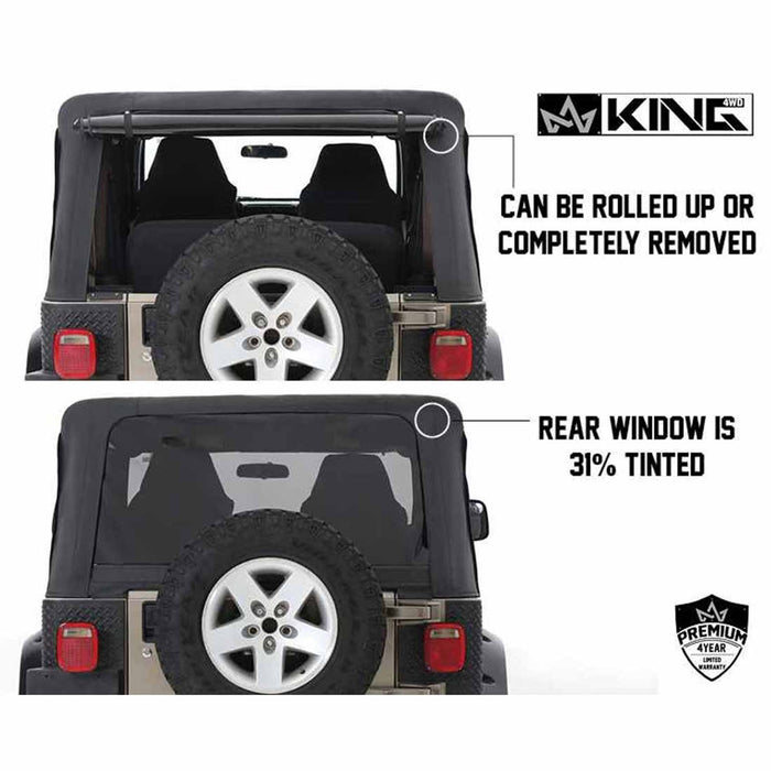 King 4WD Replacement Soft Top for Jeep Wrangler TJ 1997-2006