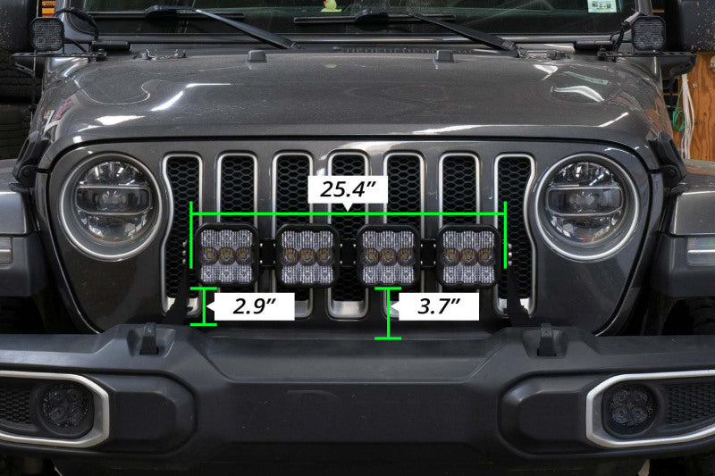 Diode Dynamics SS5 Grille CrossLink Lightbar Kit For 2018-2024 Jeep JL Wrangler