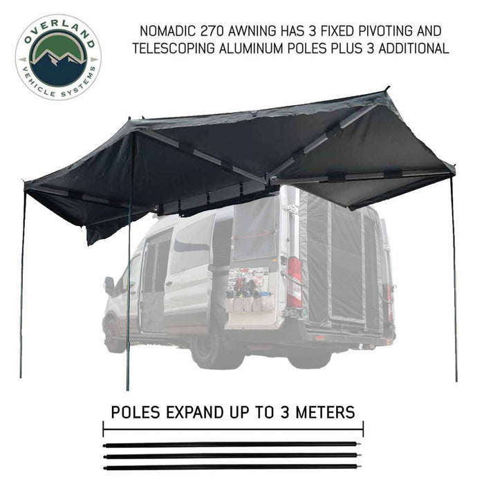 OVS HD Nomadic 270 Degree Awning with Kit for Mid-High Roofline Vans