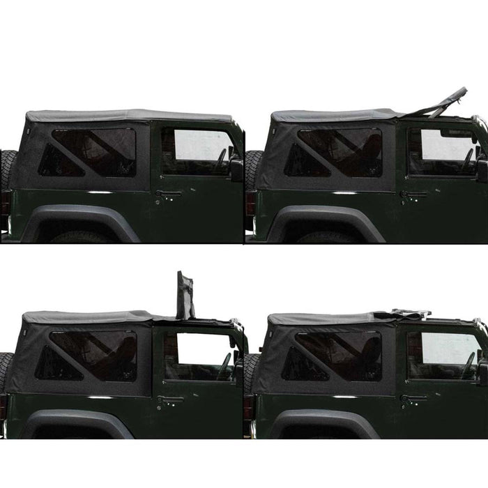 King 4WD Premium Replacement Soft Top, Black Diamond Tinted Windows - Jeep Wrangler JK 2 Door 2007-2009