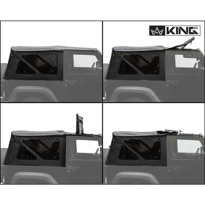 King 4WD Premium Replacement Soft Top, Black Diamond Tinted Windows - Jeep Wrangler JK 2 Door 2010-2018