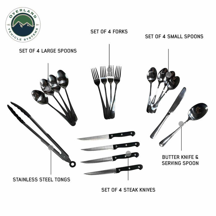 OVS 39 Piece Utensil Set With Black Powder Coated Aluminum Storage Box