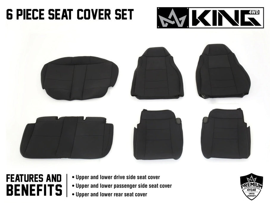 King 4WD Premium Neoprene Seat Covers, Black/Black Jeep TJ & LJ