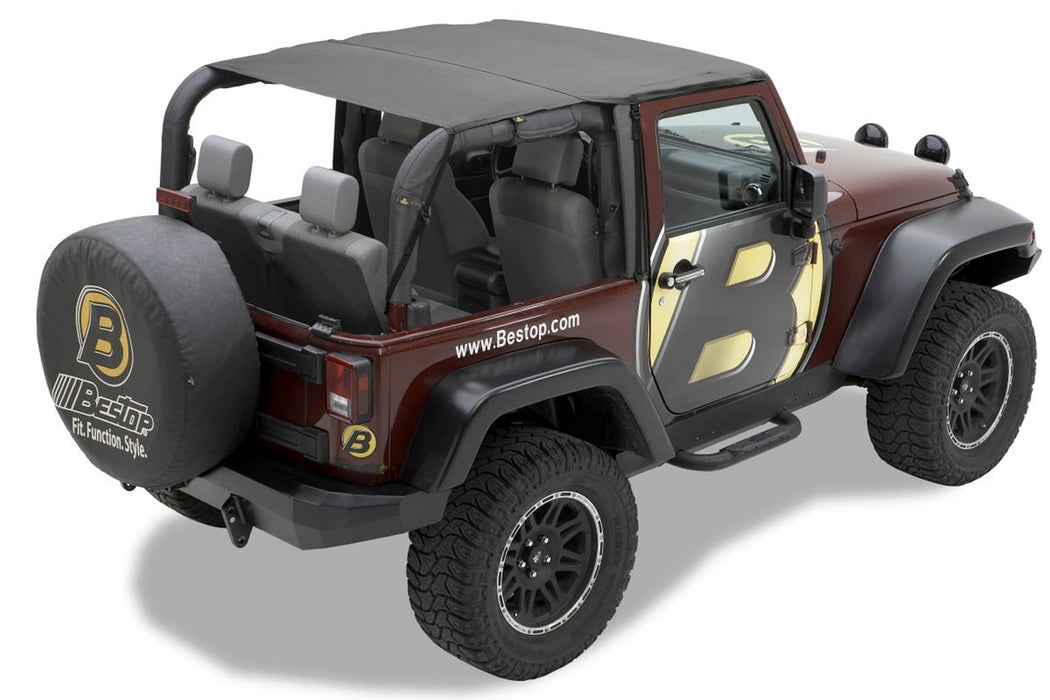 BesTop Header Extended Safari Style Bikini Top For 2010-18 Jeep Wrangler JK