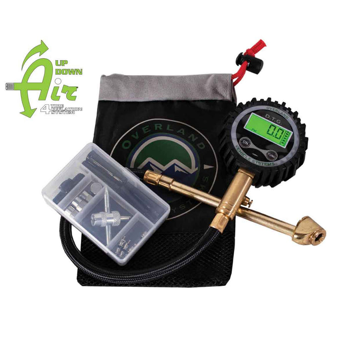 Up Down Air Digital Tire Gauge with Valve Kit & Storage Bag