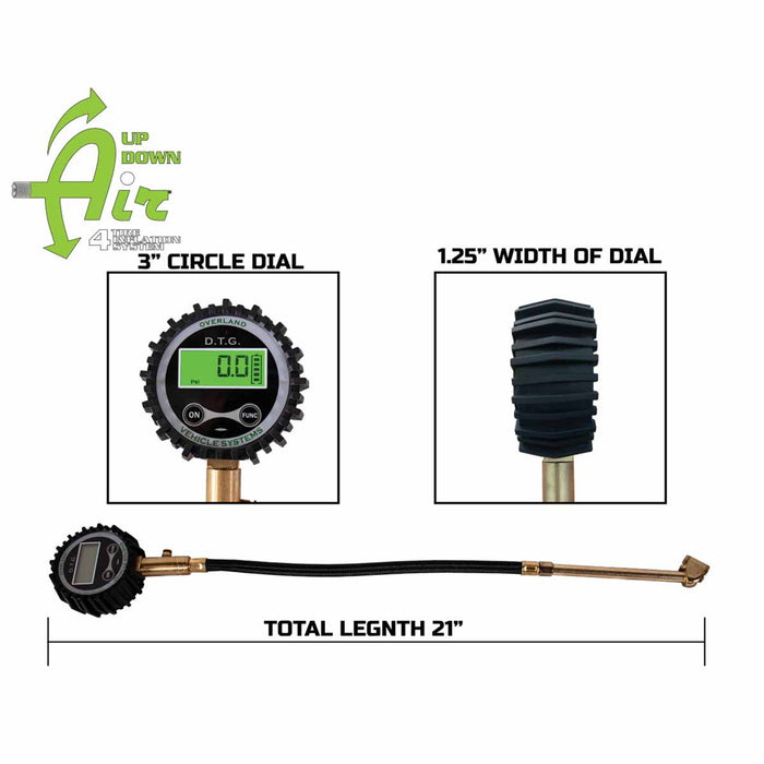 Up Down Air Digital Tire Gauge with Valve Kit & Storage Bag