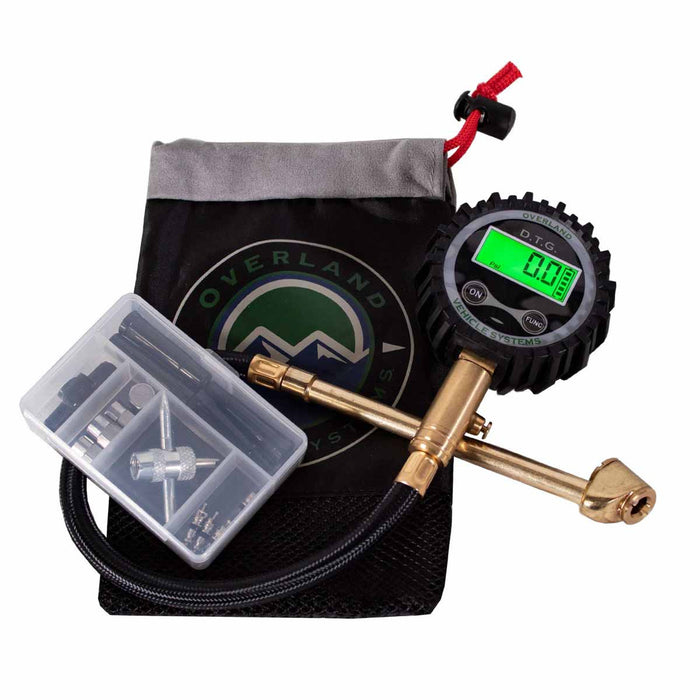 Up Down Air Digital Tire Gauge with Valve Kit & Storage Bag